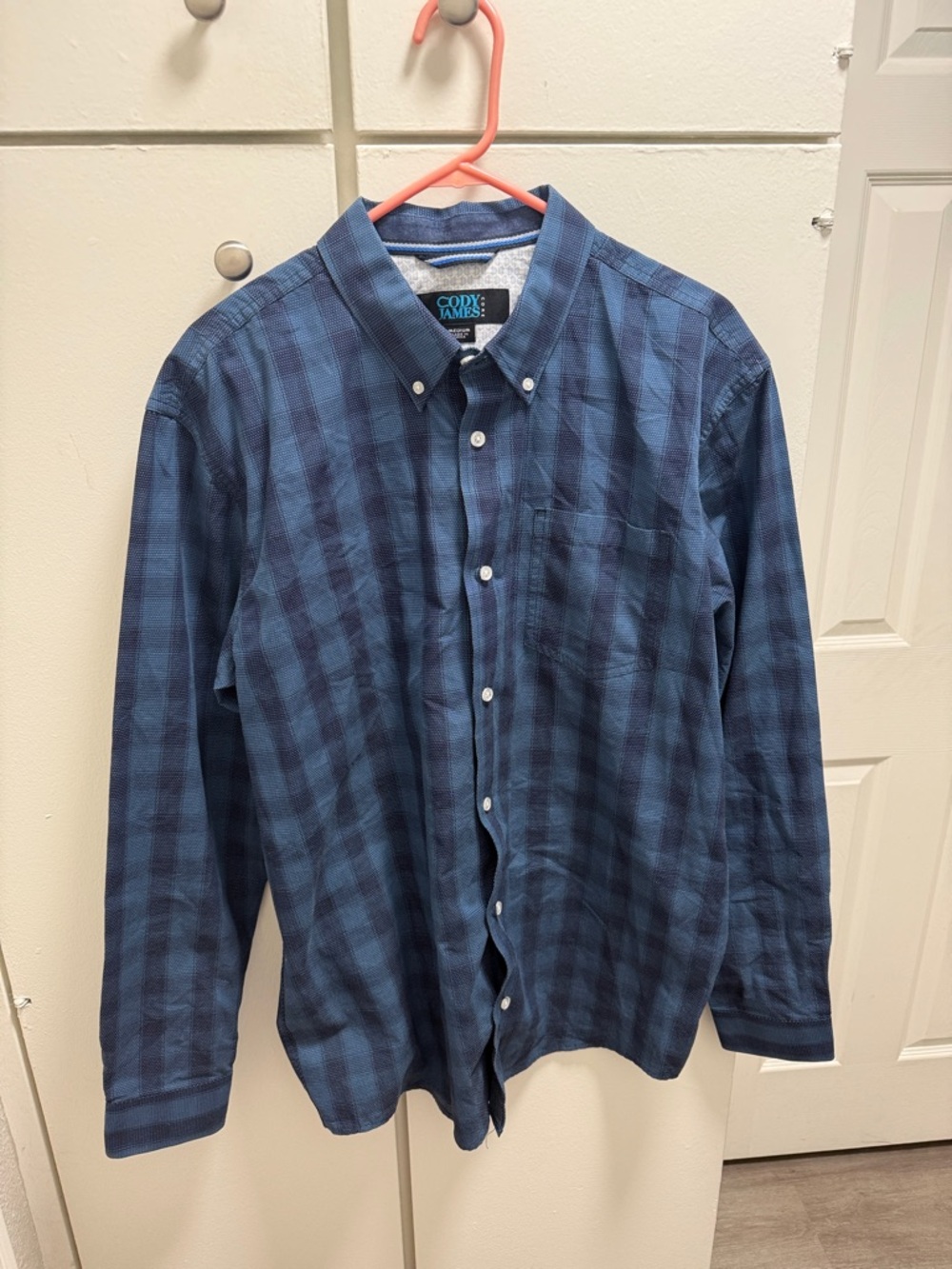 Men's Blue Plaid Button-Down Shirt, Cody James Brand